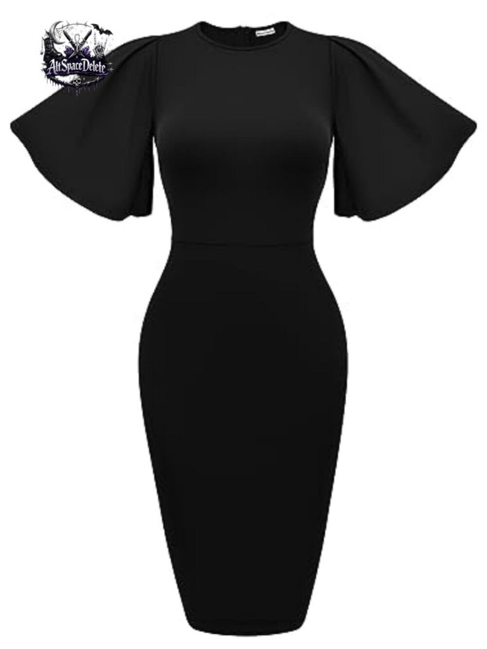 Ruffle Flared Short Sleeve Pencil Midi Dress Polyester Spandex Business Office
